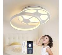 YZBEIMDAI Plafonnier LED Football Dimmable, Moderne Lampe de Plafond Chambre D'enfants, Plafonnier LED Chambre D'enfants avec Télécommande/APP et Fonction Mémoire
