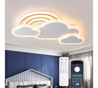 YZBEIMDAI Plafonnier LED Lampe de chambre d'enfant Plafond, 30W/55cm Lampe créative Plafond Nuages Arc-En-Ciel Dimmable Télécommande＆APP, Garçons Et Filles Chambre Lumière Éclairage,Veilleuse, Blanc