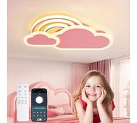 YZBEIMDAI Plafonnier LED Lampe de chambre d'enfant Plafond, 50CM Lampe créative Plafond Nuages Arc-En-Ciel Dimmable Télécommande＆APP, Garçons Et Filles Chambre Lumière Éclairage,Veilleuse, Rose