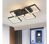 YZBEIMDAI Plafonnier LED Moderne, 82CM/48W Lampe de Plafond Avec Télécommande, Moderne Luminaire Plafonnier en Aluminium avec fonctions de mémoire et minuterie pour Cuisine, Chambre, Noir