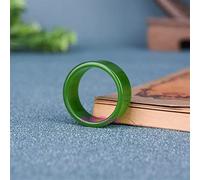 YZDKJ Naturel Vert Blanc Hetian Jade 7-10 Taille Plat Bague Chinoise Jadéite Amulette Fashion Charm Bijoux Main Sculpté Cadeaux Femmes Hommes (Gem Color : Green, Ring Size : 10)