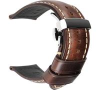 YZDKR Bracelet de montre unisexe en cuir PU 18 mm, 19 mm, 20 mm, 22 mm, 24 mm, 26 mm, bracelet de montre en cuir ciré à l'huile pour hommes(Dark Brown,24mm)