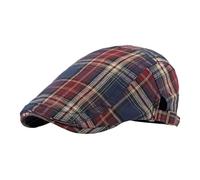 YZDKR Casquette Plate Gavroche en Coton à Rayures for Hommes et Femmes, béret de Peintre avec Design à visière pour Le Golf et la pêche Le tir la Marche la chass(Red)