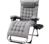 YZDKR Chaise longue pliante zéro gravité - Grande taille - Coussin en coton pour jardin, terrasse, terrasse, camping - Charge de 160 kg - Gris