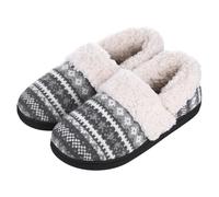 YZDKR Pantoufles d'hiver en fourrure pelucheuse for femmes, chaussures d'intérieur chaudes coton, antidérapantes for, rembourrées tricot pour les femmes(Grey,40-41)