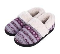 YZDKR Pantoufles d'hiver en fourrure pelucheuse for femmes, chaussures d'intérieur chaudes coton, antidérapantes for, rembourrées tricot pour les femmes(Purple,40-41)
