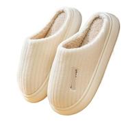 YZDKR Pantoufles d'intérieur à rayures for couple, en mousse mémoire de forme, EVA, antidérapantes, talon souple, peluche, for femmes, hiver pour les femmes(White,42-43(25.5-26cm))