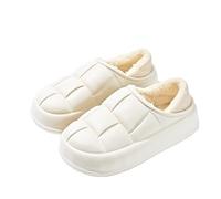 YZDKR Pantoufles en coton imperméables d'automne et d'hiver for femmes, pantoufles d'intérieur, chaussures peluche for couple pour les femmes(WHITE,38-39)