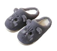 YZDKR Pantoufles en peluche for chat mignon, pantoufles à plateforme for femmes et hommes, d'hiver, d'intérieur, jolies chaussures coton pour les femmes(Gray,36-37)