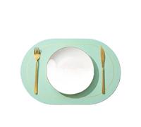 YZDKR Sets de Table lavables en Similicuir, Ronds, Double Face, antidérapants, Set de Table en Similicuir pour Home Kitchen Restaurant(Light Green,6pcs 45x30CM)