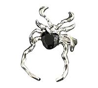 Yzdysg Anneaux, Gothique Irrégulier Spider-Webs Zircon Noir Cristal Grunge Ouvert Punk Dark Spider-Animal Goth pour les Femmes, As shown, Métal
