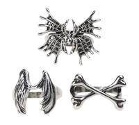 Yzdysg Bagues, 3 Pcs Punk Perdu Papillons Croisés Os pour Femmes Esthétique Gothique Roman Anneaux Bijoux, See size chart, Métal