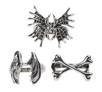 Yzdysg Bagues, 3 Pcs Punk Perdu Papillons Croisés Os pour Femmes Esthétique Gothique Roman Anneaux Bijoux