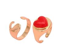 Yzdysg Lot de 2 bagues en alliage avec inscription « Love » en forme de cœur pour femme et fille, As size chart, Métal