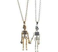 Yzdysg Lot de 2 colliers rétro squelette punk spectre Halloween pour meilleurs amis couples tenant la main colliers tête de mort cadeaux collier d'amitié pour meilleur garçon et fille partenaire