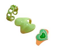 Yzdysg Lot de 3 bagues en alliage double couche Love for Chi Joint Set européen et tendance, Two openings, one size:8.5, Métal