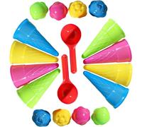 YZDYSHJ Cornets de Glace avec Couvercles - Jouet Créatif pour Enfants, 2 Ensembles (18 Pièces) - 8 Cornets + 8 Couvercles + 2 Cuillères, Bac à Sable et Création, Idéal Plage, Jardin et Intérieur
