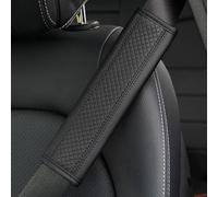 YZECEBNF 2 Pièces Rembourrage de Ceinture de Sécurité Voiture PU Cuir pour Jeep Compass 2017-2022, Coussinets De Ceinture De Sécurité Confortable Protège Ceinture de Sécurité,A/Black