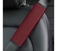 YZECEBNF 2 Pièces Rembourrage de Ceinture de Sécurité Voiture PU Cuir pour Jeep Compass 2017-2022, Coussinets De Ceinture De Sécurité Confortable Protège Ceinture de Sécurité,E/Red