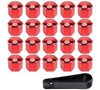 YZECEBNF 20 Pcs Cache-écrous de Roue Voiture pour Citroen C5 Aircross SUV 2018-2023, Cache Ecrou Capuchons D'écrou de Roue Hexagonaux Couvre-écrous Anti-poussière Protection Accessoires,E/Red-21mm