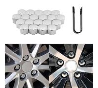YZECEBNF 20 Pièces Capuchons D'écrou Roue Voiture pour Volvo V40 Cross Country 2016-2020, Couvre-écrous Couvre-verrous Pneu Hexagonal Boulon Couvercle Antipoussière Auto Accessoires,C/Silver-19mm