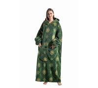 Yzehomijia Couverture à Capuche Portable pour Femmes et Adultes - Pull Plaid Femme - Couverture Douce et Chaude pour Habiller en Cadeau pour Amie, Maman ou mère (Green Lion)