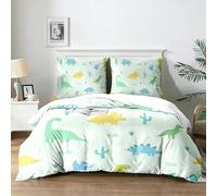 Yzehomijia Housse de Couette et Parure de Lit sur Le Thème des Dinosaures pour Enfant - Ensemble de Lit 3 Pièces (140x200 cm + 2x65x55 cm) - Confort Respiration, Idée Cadeau.（KL1×140）