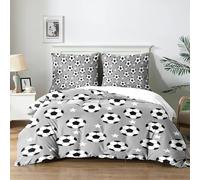 Yzehomijia Housse de Couette et Parure de Lit sur Le Thème du Football pour Enfant - Ensemble de Lit 3 Pièces (220x240 cm + 2x65x55 cm) - Confort Respiration, Idée Cadeau.（F11×220）