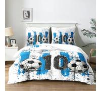 Yzehomijia Housse de Couette et Parure de Lit sur Le Thème du Football pour Enfant - Ensemble de Lit 3 Pièces (140x200 cm + 2x65x55 cm) - Confort Respiration, Idée Cadeau.（F12×140）