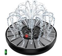 Yzert Fontaine Solaire avec LED Indicateur, 3.5W 2000mAh Batterie Extérieur Flottante Pompe Bassin Solaire, Fontaine Exterieur avec 8 Buses & Tiges Fixes pour Patio (Noir)