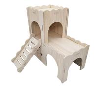 YzG798 Peau de hamster avec échelle d'escalade et fenêtre en bois amovible pour jouer/masquer (B, 17 x 17 x 2 cm)