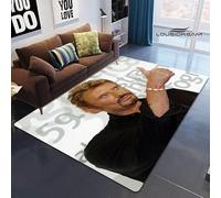 YZGAH Français Rock Star Johnny Hallyday Tapis Imprimé Tapis De Pique-Nique pour Salon Chambre Beau Tapis Photographie Props Cadeau d'anniversaire I6996 50X70Cm