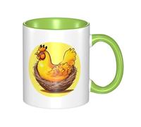 YzgWjBhd Bird's Nest - Tasse à café en céramique avec poignée, motif poulet doré, tasse à café cylindrique amusante pour café, thé, cappuccino, cacao (vert)