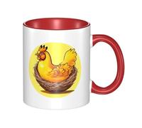 YzgWjBhd Bird's Nest - Tasse à café en céramique avec poignée, motif poulet doré, tasse à café cylindrique amusante pour café, thé, cappuccino, cacao (rouge)