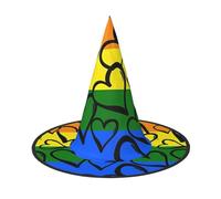 YzgWjBhd Chapeau de sorcière Gay Pride avec motif arc-en-ciel imprimé, 1 chapeau de sorcière d'Halloween pour décoration intérieure et extérieure
