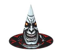 YzgWjBhd Chapeau de sorcière rouge et noir avec imprimé fantôme maléfique, 1 chapeau de sorcière d'Halloween pour décoration intérieure et extérieure