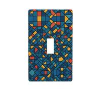YzgWjBhd Couvercle d'interrupteur 1 gang - Plaque murale décorative à bascule unique - Imprimé mosaïque géométrique pour ferme, salle de bain, cuisine, chambre à coucher