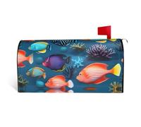 YzgWjBhd Couverture de boîte aux lettres avec imprimé poisson sous-marin récif - Étanche - Protection UV - 53,3 x 45,7 cm