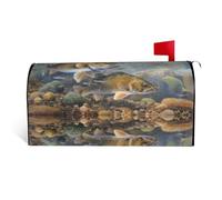YzgWjBhd Couverture de boîte aux lettres imprimée de pêcheurs sur le lac de pêche, imperméable, protection UV, emballage de boîte aux lettres amusant, 53,3 x 45,7 cm