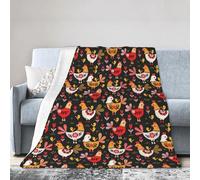 YzgWjBhd Couverture polaire mignonne avec coq poulets, jeté de lit imprimé pour lit, canapé et voyage, couverture d'extérieur pour toutes les saisons, 127 x 101,6 cm