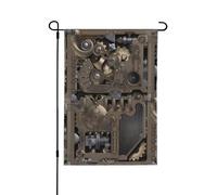YzgWjBhd Drapeau de maison vertical à engrenages mécaniques Steampunk double face, de qualité supérieure, grand drapeau de maison, décoration saisonnière, 71,1 x 101,6 cm