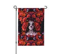 YzgWjBhd Drapeau vertical double face Jour des morts Sugar Roses Tête de mort Grand drapeau de maison Décoration saisonnière 71,1 x 101,6 cm
