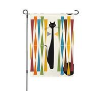 YzgWjBhd Drapeau vertical double face pour maison de chat d'art moderne du milieu du siècle, grand drapeau de maison de qualité supérieure, décoration saisonnière, 71,1 x 101,6 cm