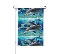 YzgWjBhd Drapeau vertical double face pour maison de dauphins - Printemps été - Décoration saisonnière - 31,8 x 45,7 cm