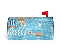 YzgWjBhd Housse de boîte aux lettres imprimée carte de la Grèce, imperméable, protection UV, emballage amusant pour boîte aux lettres, 64,8 x 53,3 cm
