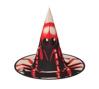 YzgWjBhd Joli chapeau de sorcière imprimé araignée rouge, 1 chapeau de sorcière d'Halloween pour décoration intérieure et extérieure