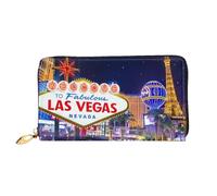 YzgWjBhd Las Vegas Night City Portefeuille en cuir imprimé élégant pour femme avec porte-cartes de crédit, organiseur d'argent, noir, taille unique