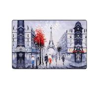 YzgWjBhd Paillasson antidérapant en mousse à mémoire de forme avec motif d'arbre de la ville de Paris, tour Eiffel, 91,4 x 61 cm