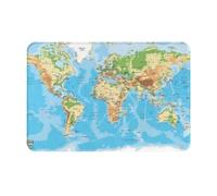YzgWjBhd Paillasson imprimé carte du monde - 40,6 cm de large x 61 cm de long - Joli paillasson d'entrée en flanelle avec envers antidérapant pour porte, entrée, arrière-cour et entrée