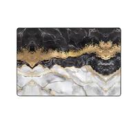YzgWjBhd Paillasson imprimé marbre noir blanc feuille d'or imprimé complet, tapis antidérapant pour extérieur et intérieur, tapis de sol amusant en mousse à mémoire de forme, 91,4 x 61 cm